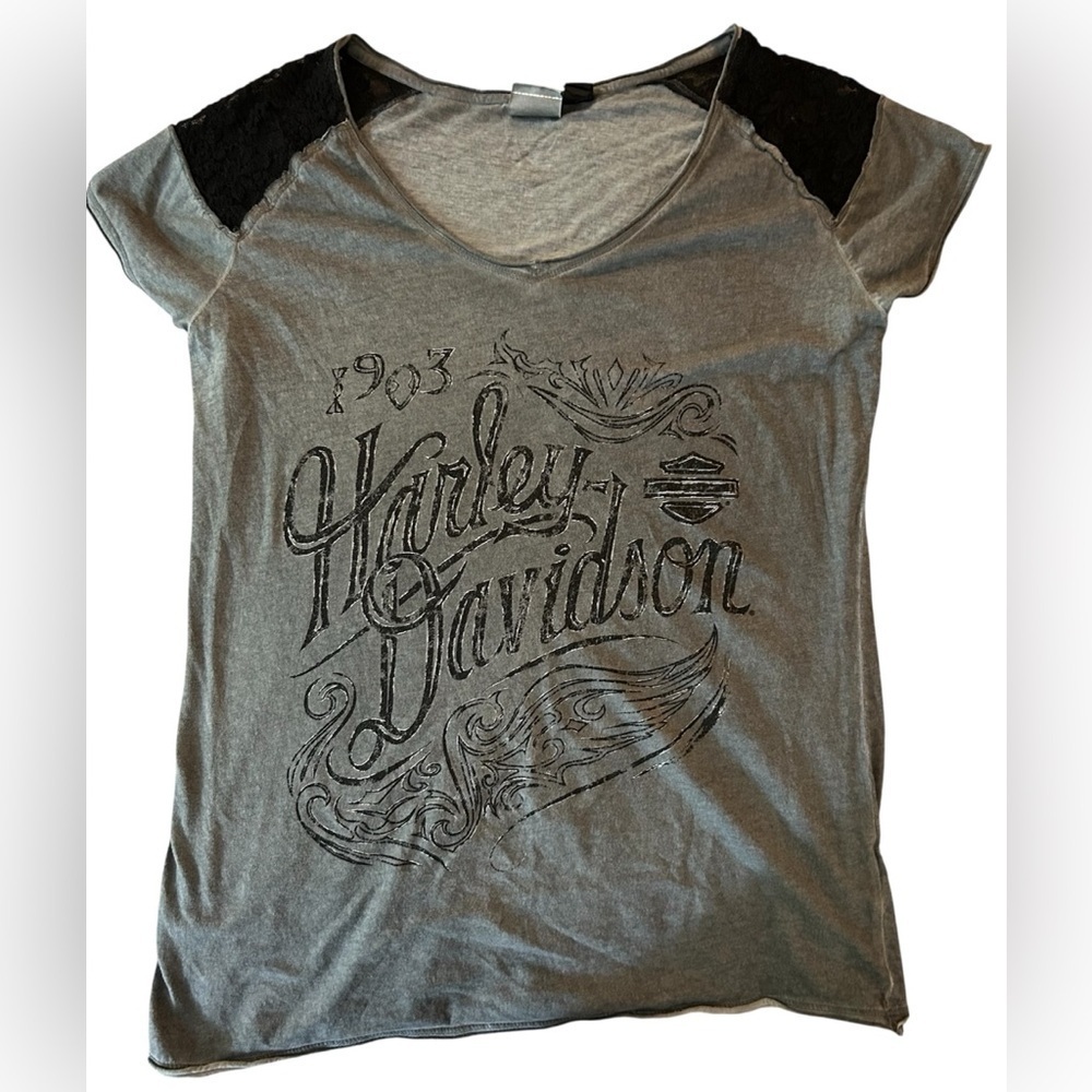 Harley-Davidson Gray and Black Raglan Graphic Tee